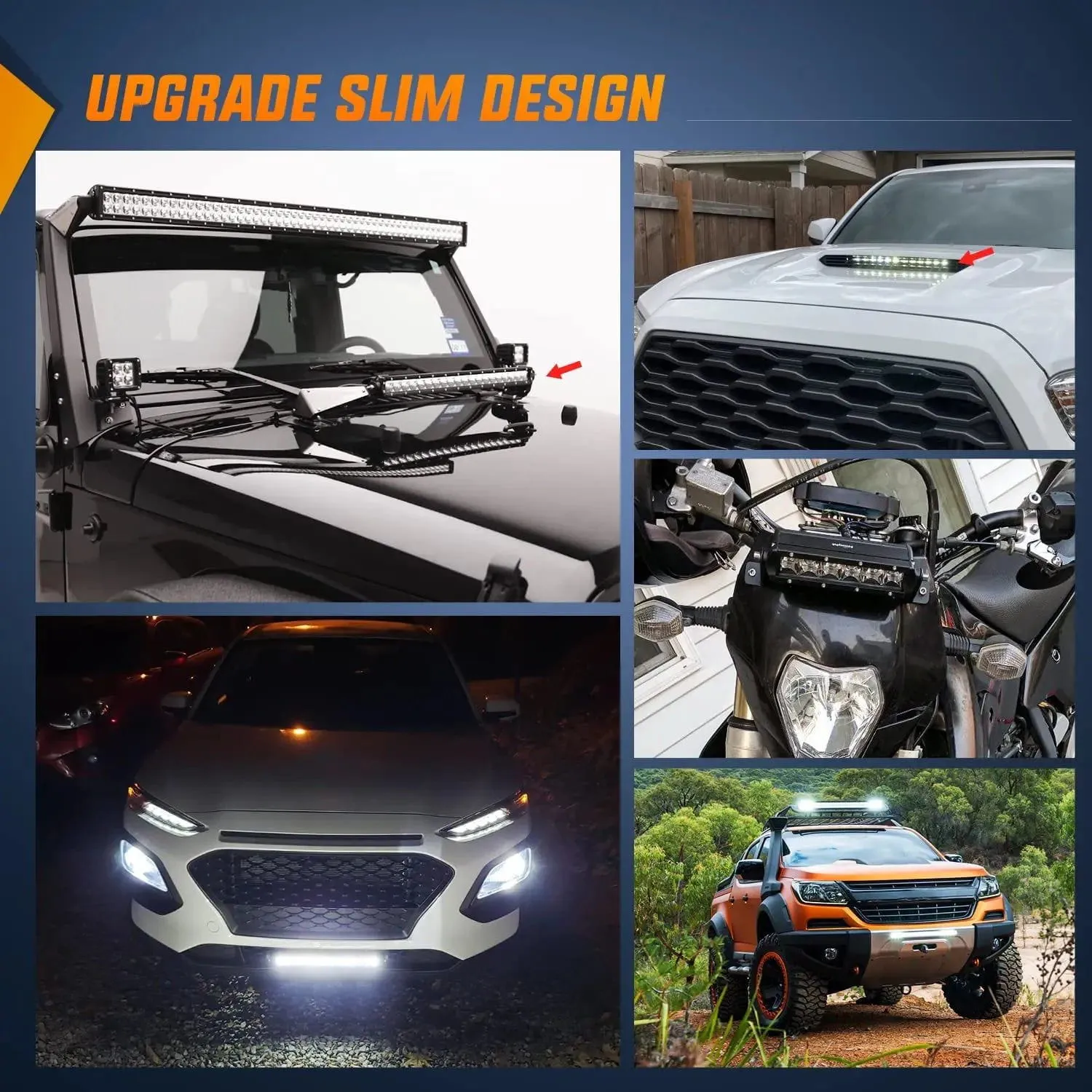 11 Inch 50W 5000LM Slim Flood Led Light Bars (Pair)