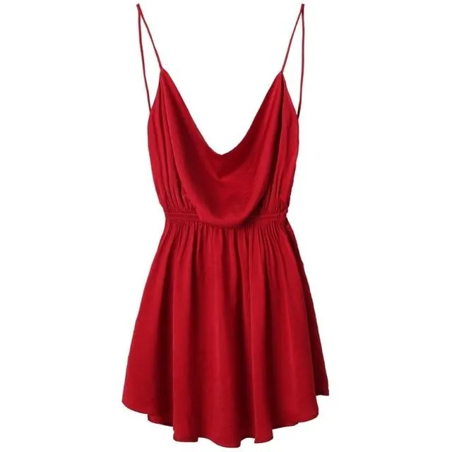 2019 Ladies Sexy Silk Satin Night Dress Sleeveless Nighties Nightgown Plus Size Nightdress Sleepwear Nightwear For Women Red