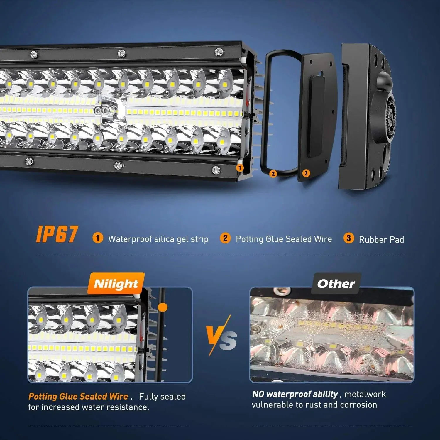 22 Inch 480W Triple Row Spot Flood LED Light Bar | 2Pcs 4 Inch 60W LED Pods | 12FT Wire 3Pin Switch 3 Leads