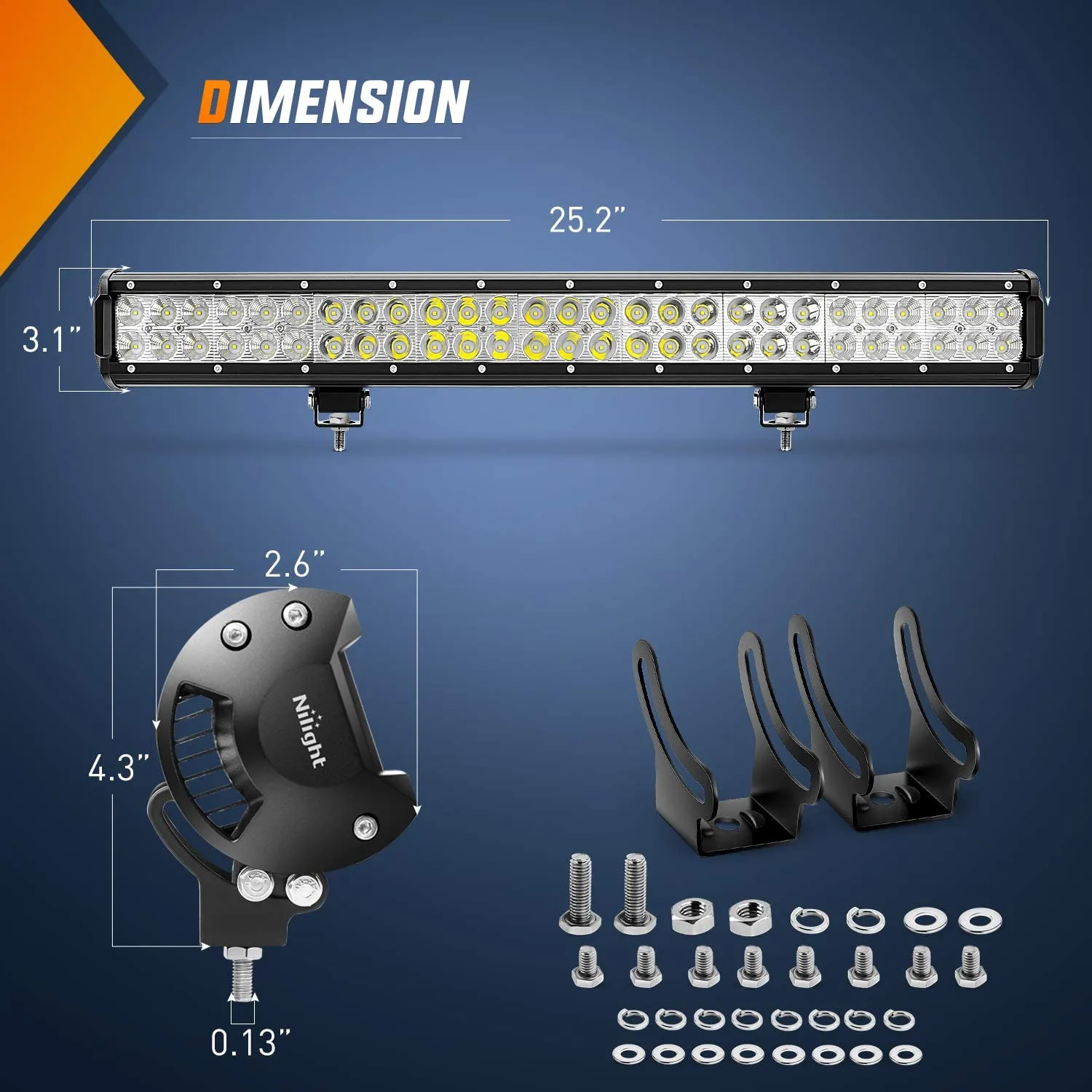25 Inch 162W Double Row Spot Flood LED Light Bar