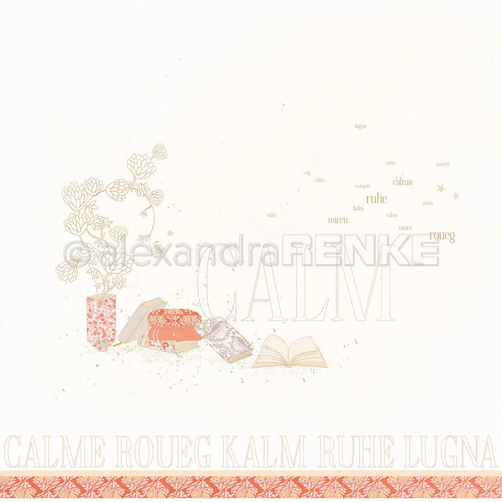 Designpapier 'Typo Gemusterte Bücher Ruhe' 200g/m²
