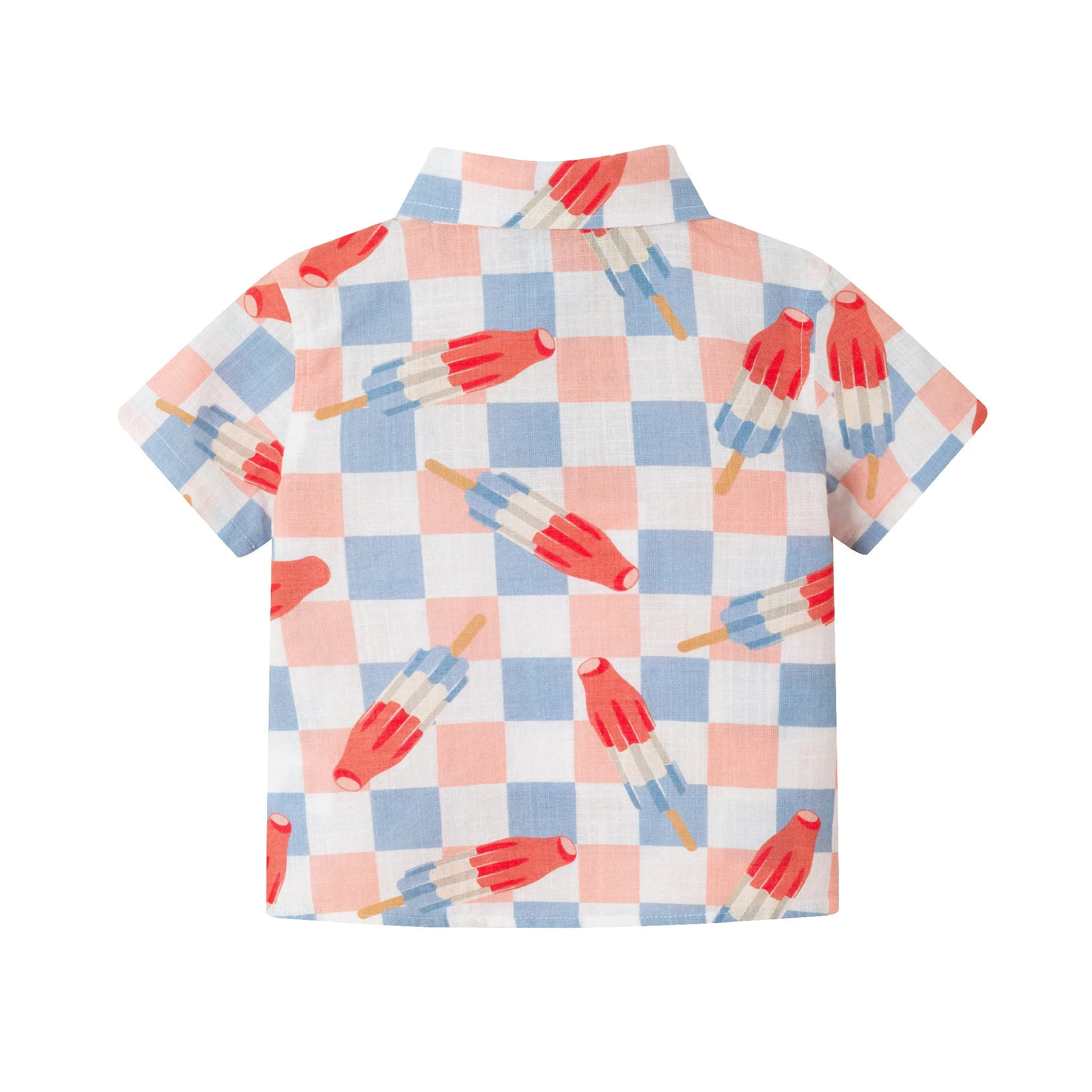 Infant (3-24M) Checkered Rocket Pop Buttondown Set | Chambray