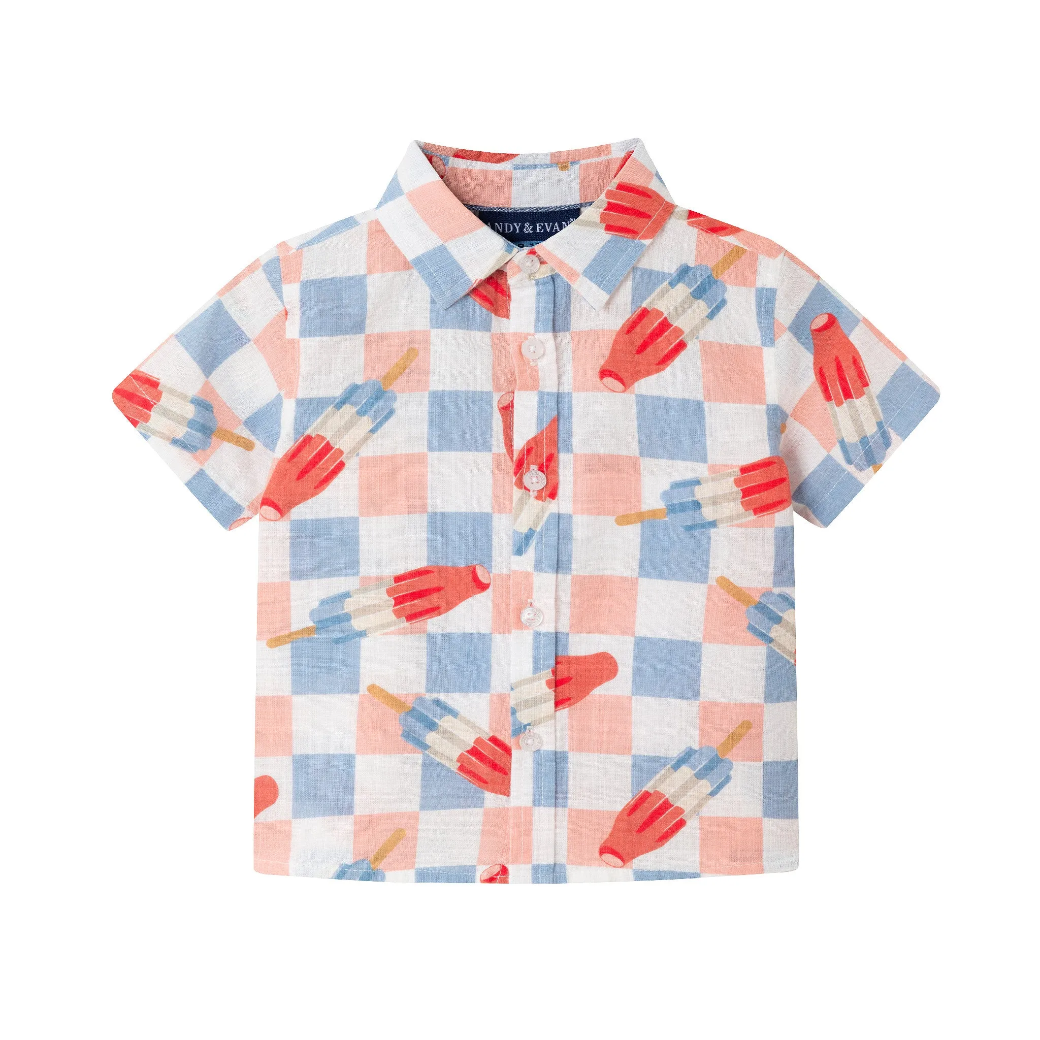 Infant (3-24M) Checkered Rocket Pop Buttondown Set | Chambray