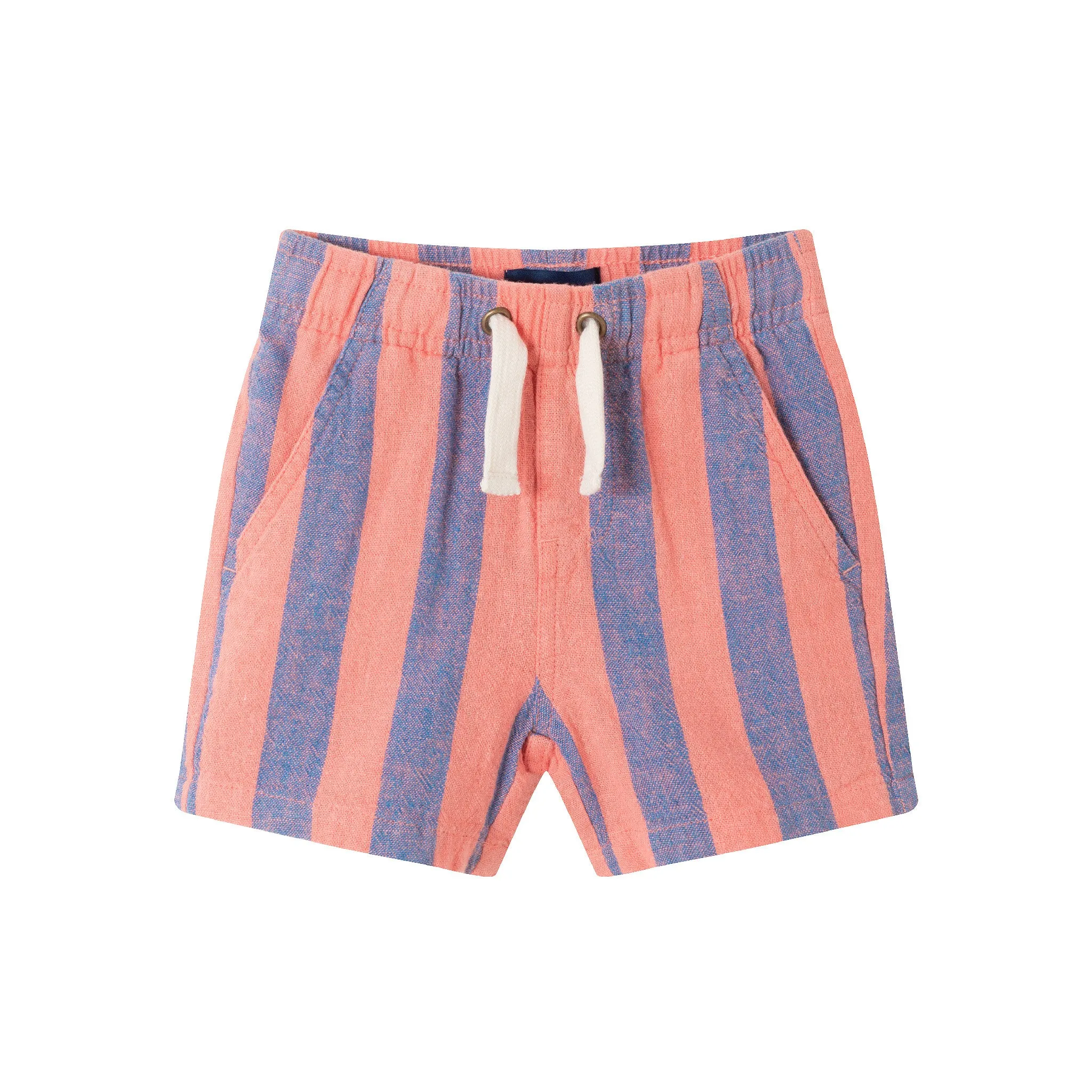 Infant (3-24M) Coral & Blue Striped Buttondown Set