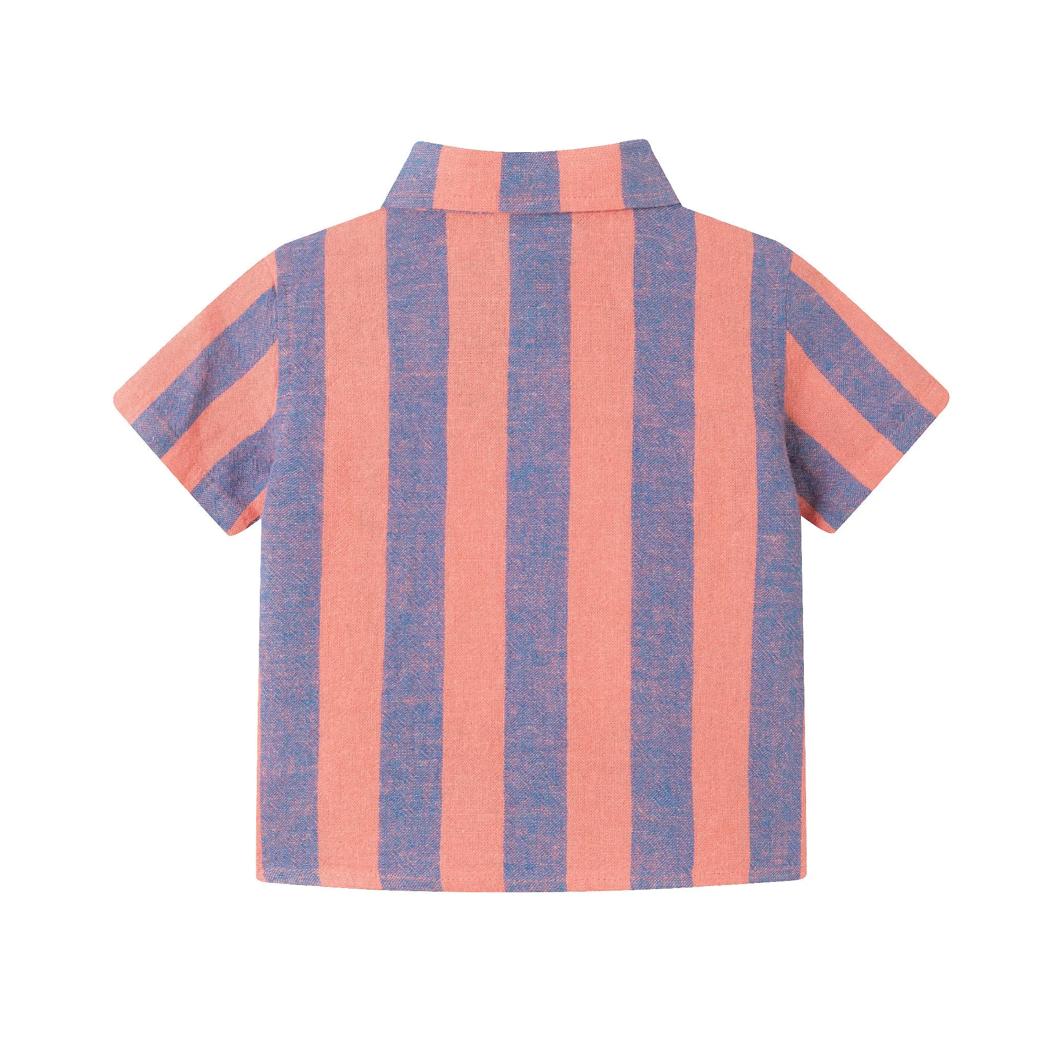 Infant (3-24M) Coral & Blue Striped Buttondown Set