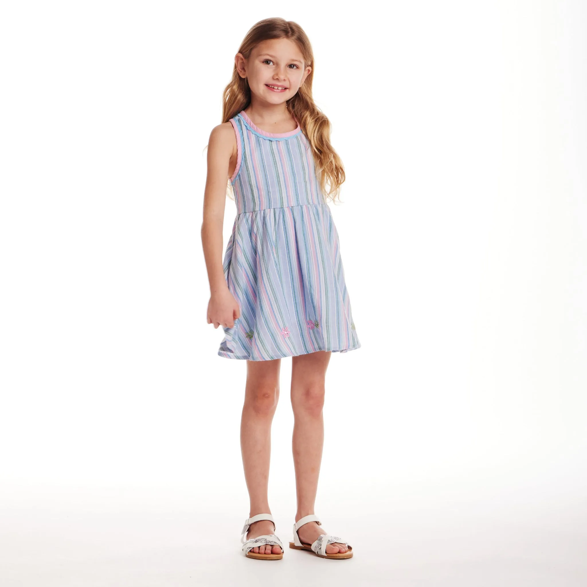 Kids (2-6x) Blue Breeze Cross-Back Dress | Striped