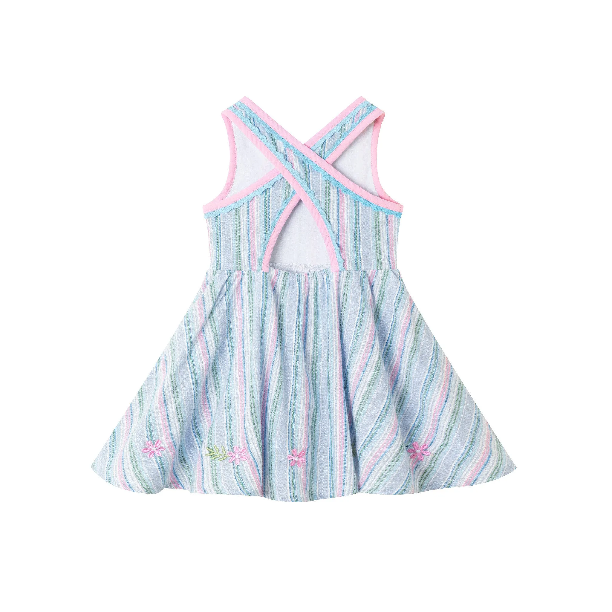 Kids (2-6x) Blue Breeze Cross-Back Dress | Striped