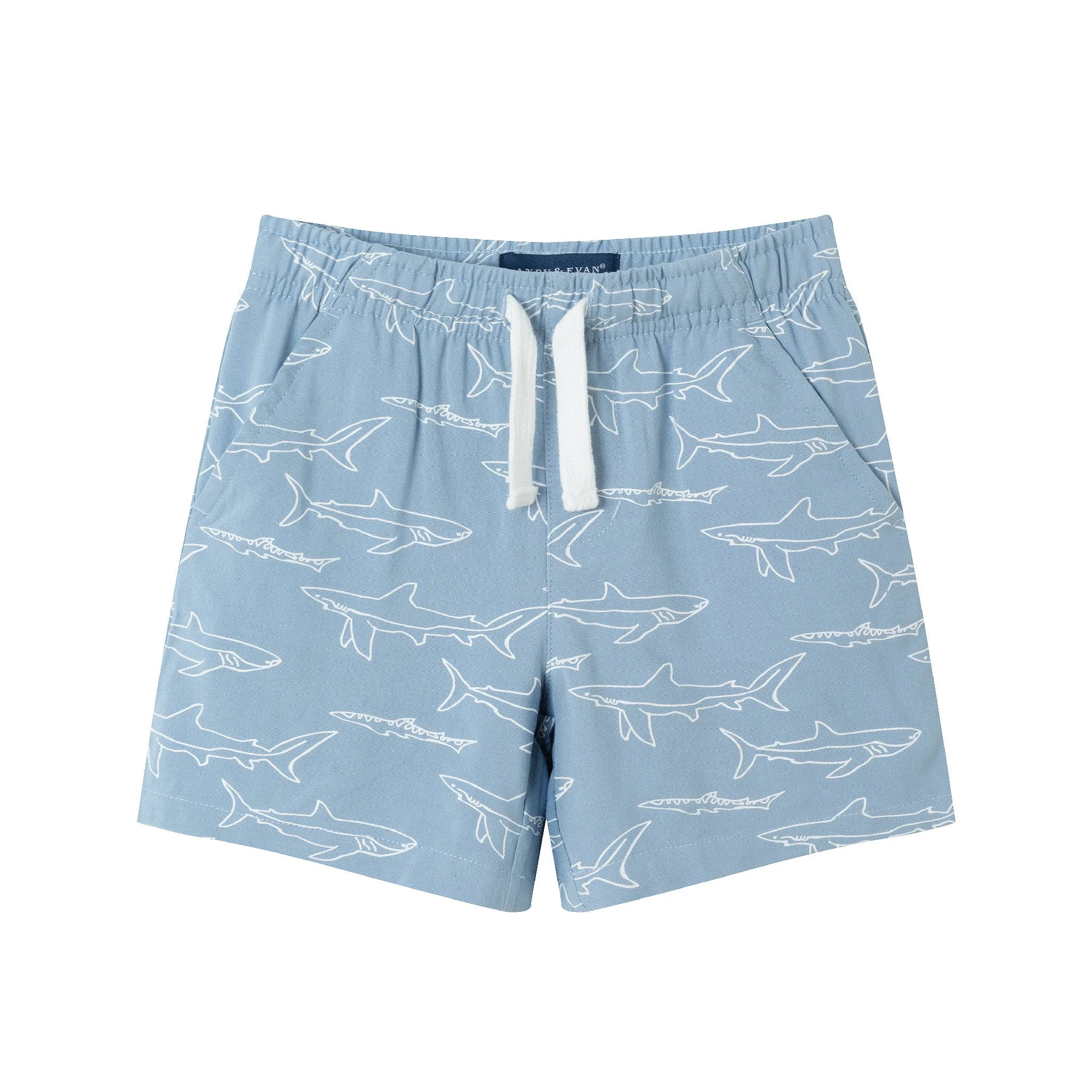 Kids (2-8) Shark Print Buttondown Set | Blue