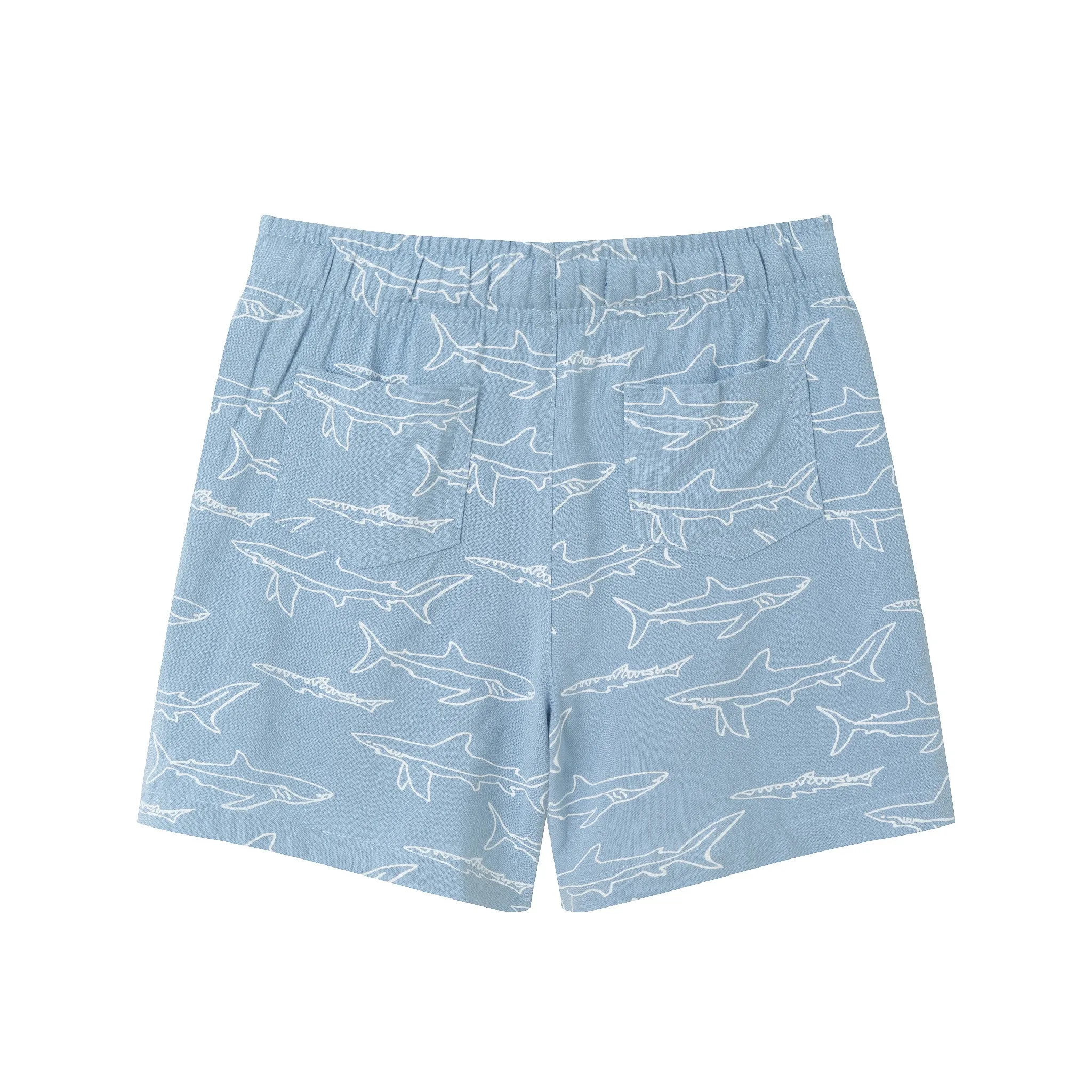 Kids (2-8) Shark Print Buttondown Set | Blue