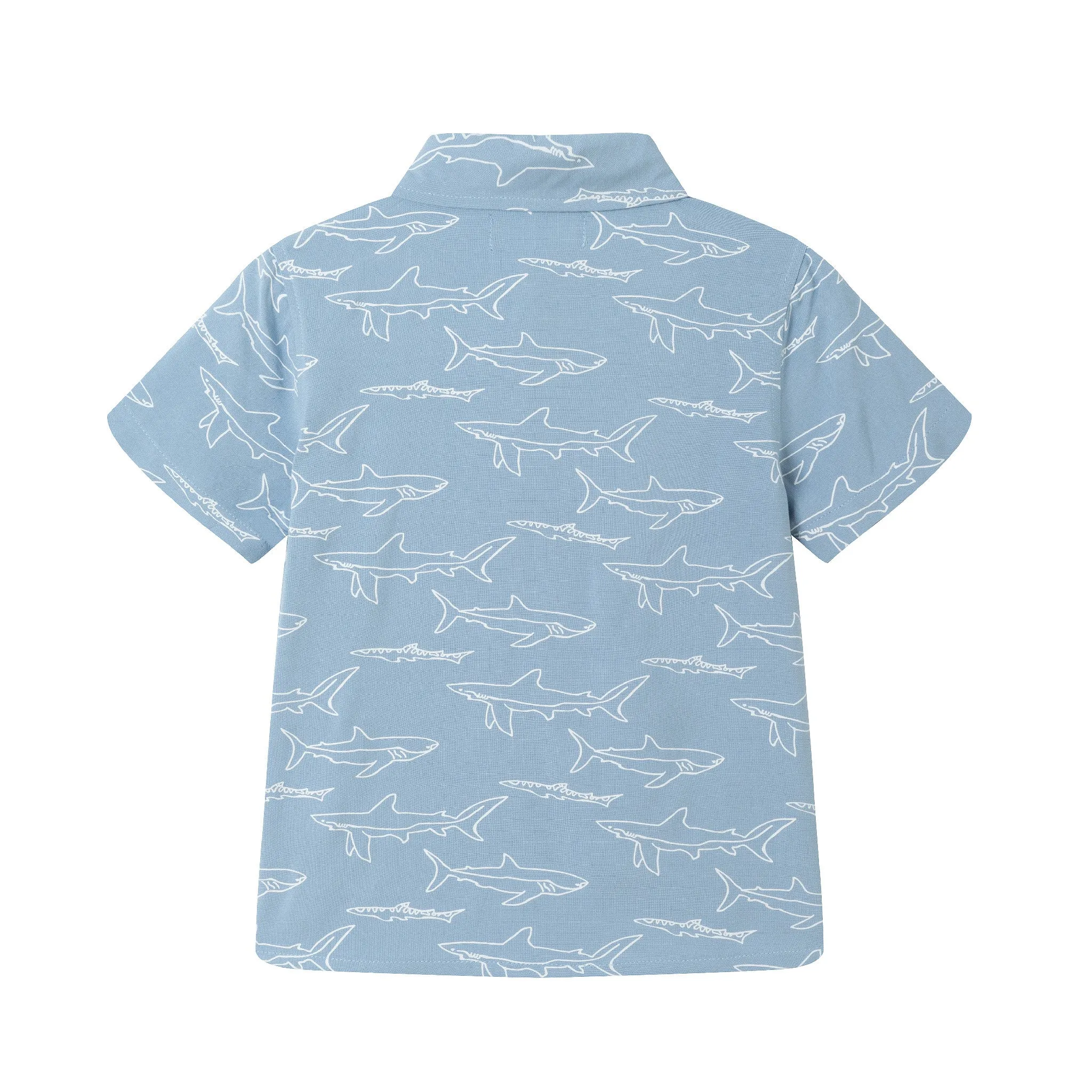 Kids (2-8) Shark Print Buttondown Set | Blue