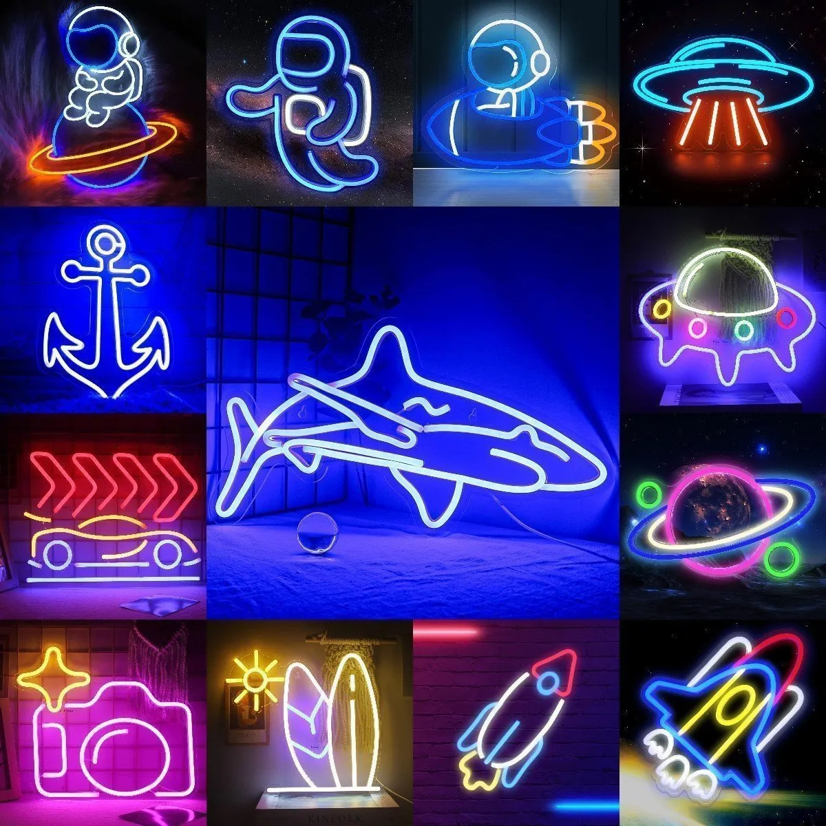 Led Neon Light Indoor And Outdoor Wall Decoration Luminous Advertising Spaceman Planet Pattern