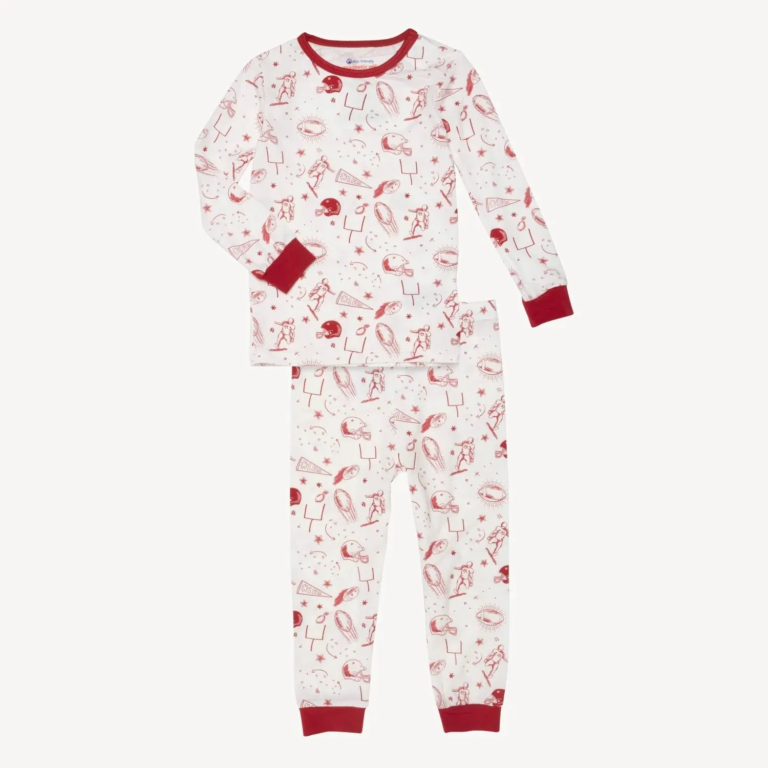 Long Sleeve White & Crimson Game Day Pajama Set