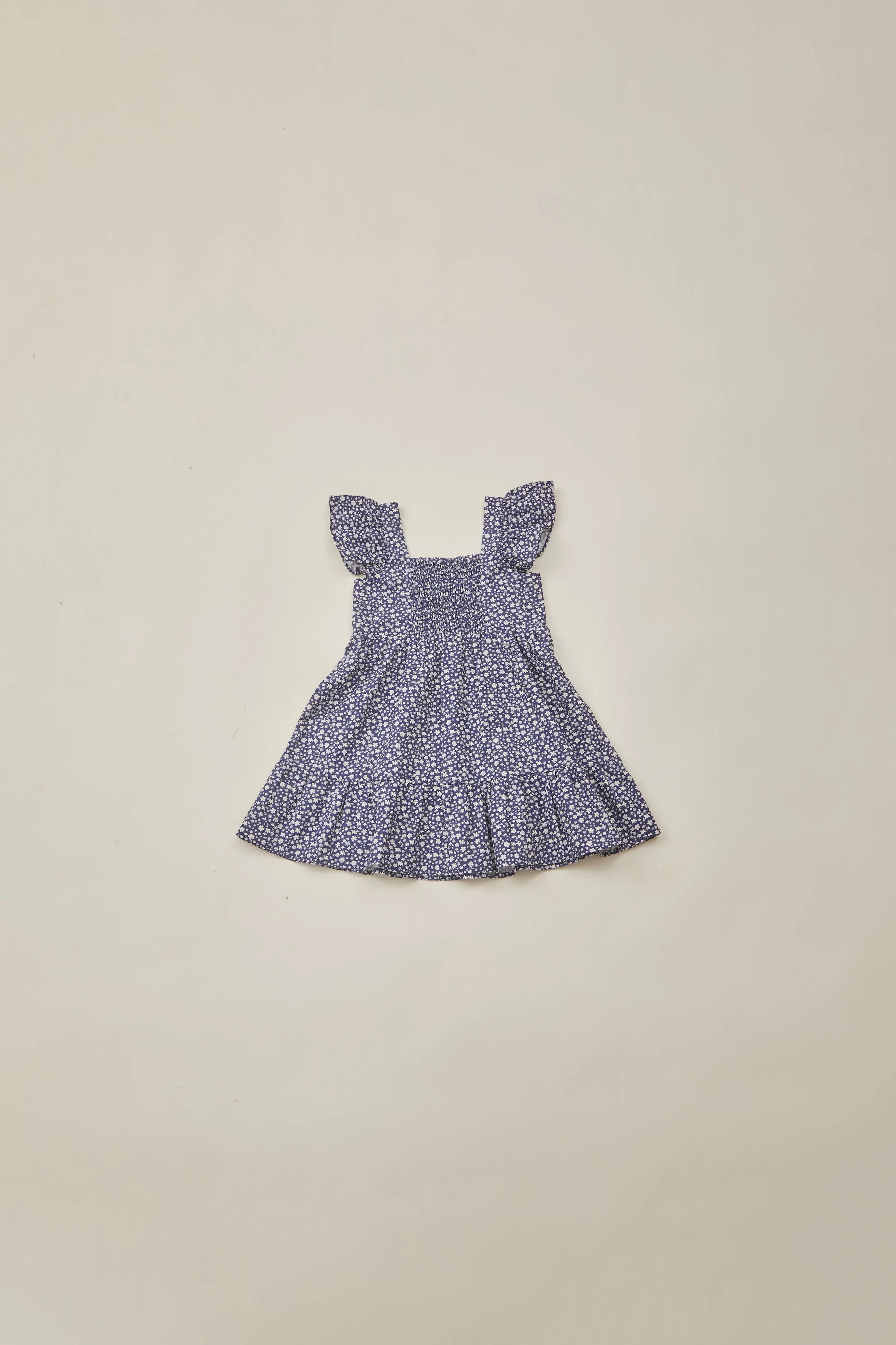 Mini Frilled Sleeve Tiered Dress in Moonlight Bloom