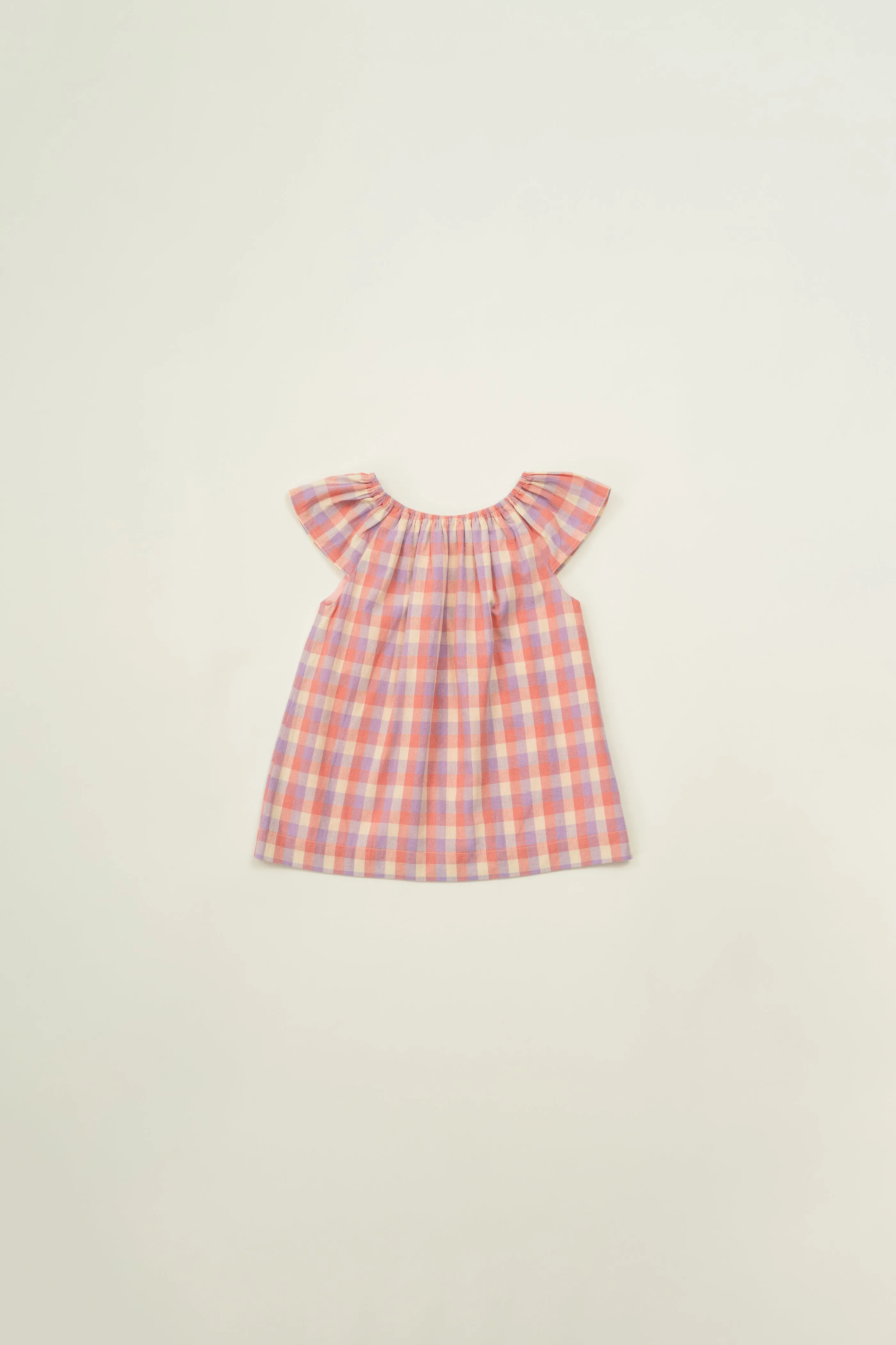 Mini Gathered Neckline Dress in Joie Gingham