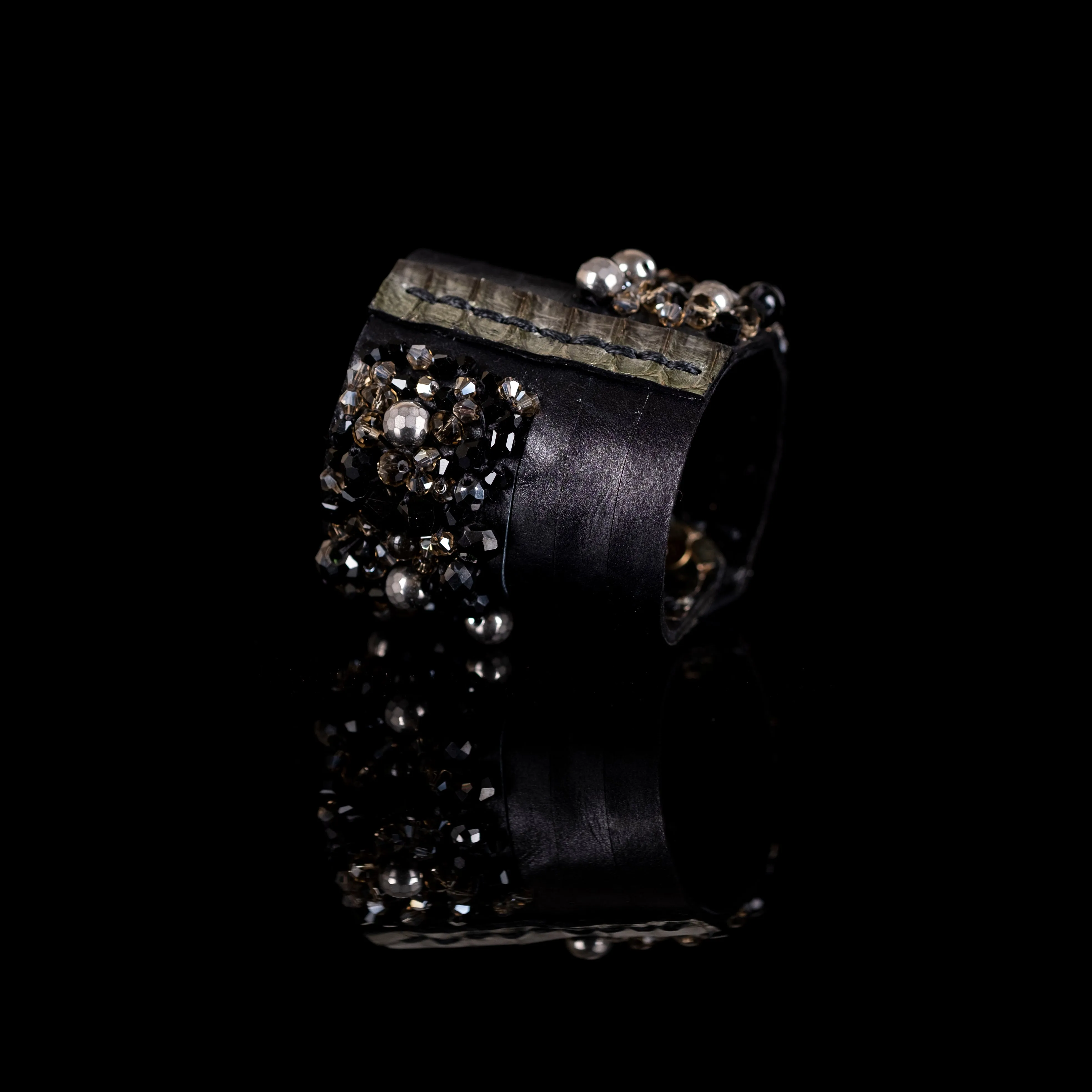 The Vivid Leather Cuff with Beads