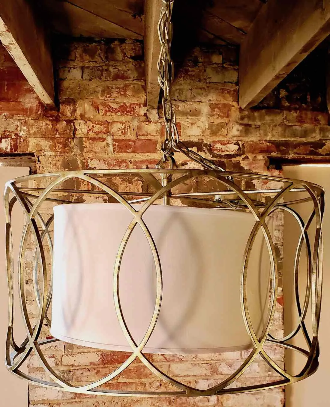 Troy Lighting Barrel Light with Aged Silver Iron Scroll Style and Inserted Barrel Shade