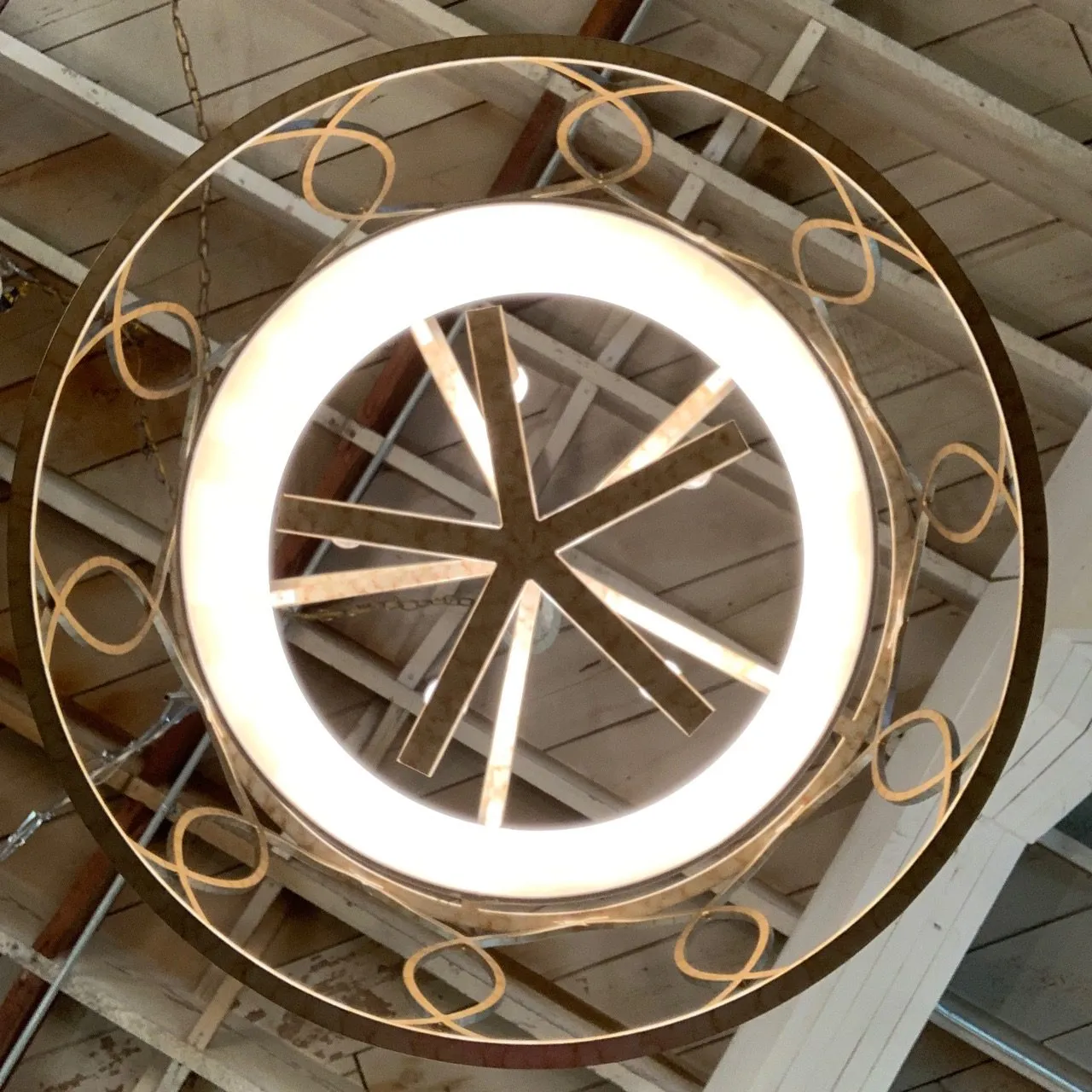 Troy Lighting Barrel Light with Aged Silver Iron Scroll Style and Inserted Barrel Shade