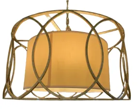 Troy Lighting Barrel Light with Aged Silver Iron Scroll Style and Inserted Barrel Shade