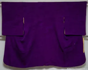 Vintage Purple Iromuji Michiyuki with Pocket - Vintage Silk Kimono Haori - 1980s Japanese Clothing - Clouds and Buddhist Patterns