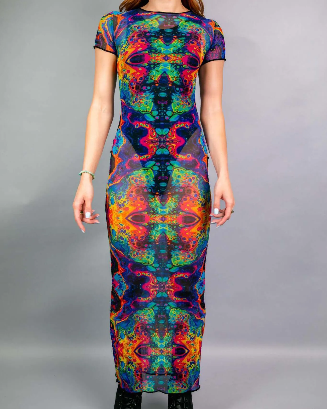 Vivid Mesh Baby Tee Maxi Dress