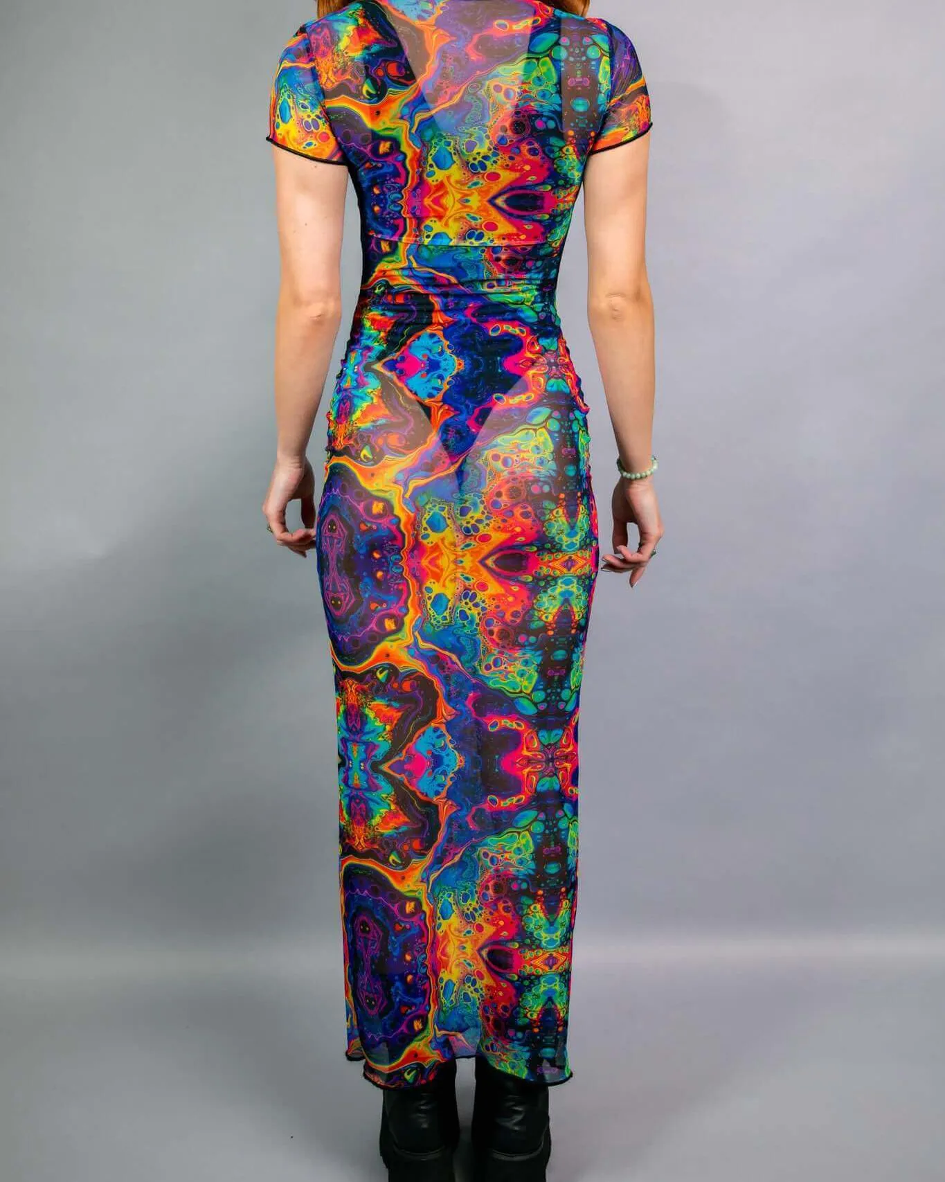Vivid Mesh Baby Tee Maxi Dress